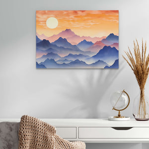 Peaceful Mountains - Large Watercolor Canvas Print