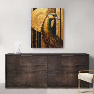 Peacock's Golden Dance - Luxury Wall Art
