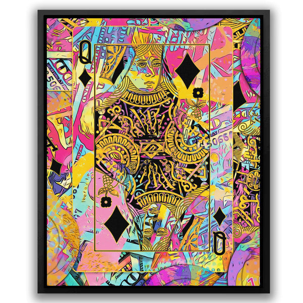 Pink Queen of Diamonds in a room