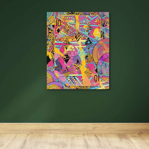 Pink Ten of Diamonds - Poker Card Wall Art in Black Frame