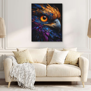Prismatic Falcon - Bird Wall Art in Black Frame
