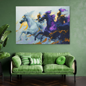 Purple Knights - Gold Horse Canvas Print