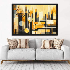 Radio Waves - Abstract Black and Gold Canvas Wall Art