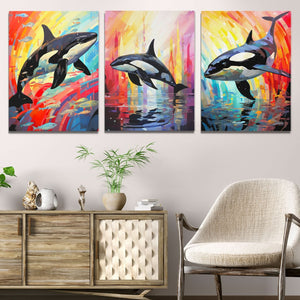 Rainbow Orca Pod (2) Set - Luxury Wall Art
