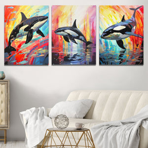 Rainbow Orca Pod (2) Set - Luxury Wall Art