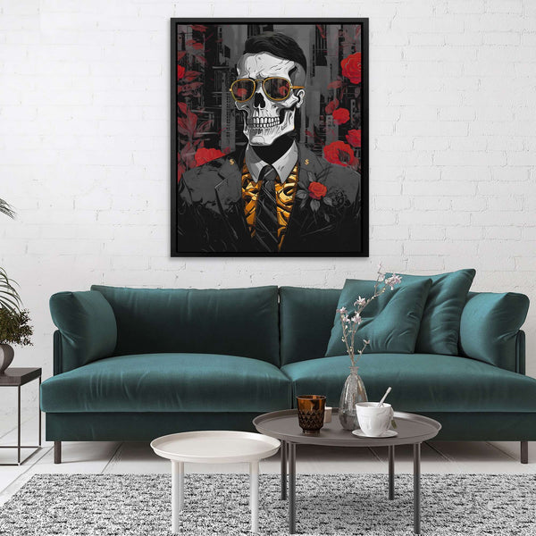 Red Rose Skull in a room
