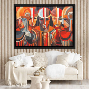 Roman Warriors - Geometric White Canvas Wall Art