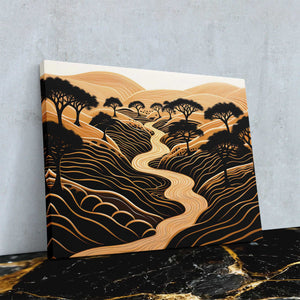 Rustic Reverie - Abstract Wall Art in Black Frame