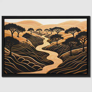 Rustic Reverie - Minimalist Black and Gold Canvas Wall Art