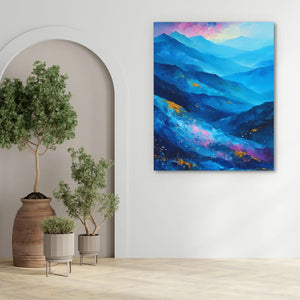 Sapphire Summit - Abstract Wall Art in Black Frame