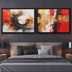 Scarlet Radiance (2) Set - Black Canvas Print