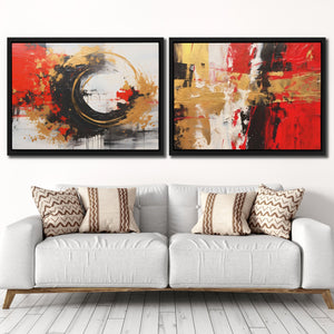 Scarlet Radiance (2) Set - Luxury Wall Art