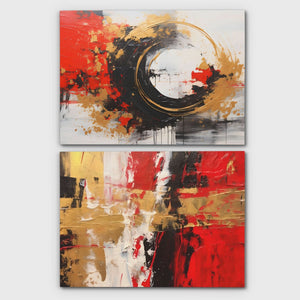 Scarlet Radiance (2) Set - Luxury Wall Art