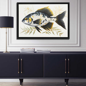 Sea Life Splendor - Black and White Wall Art in Black Frame