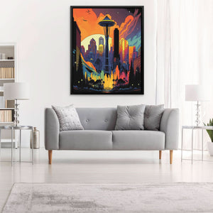 Seattle, City of Love - Orange Seattle Canvas Print