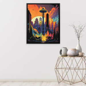 Seattle, City of Love - Orange Wall Art