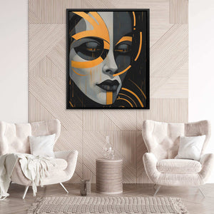 Shadowed Grace - Gray Wall Art in Black Frame