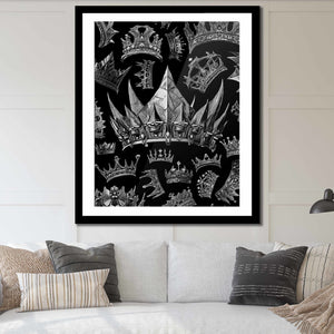 Silver Gothic Crowns Semi-gloss Print - Luxury Wall Art