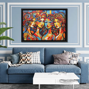 Sisters of Symphony - Abstract Wall Art in Black Frame