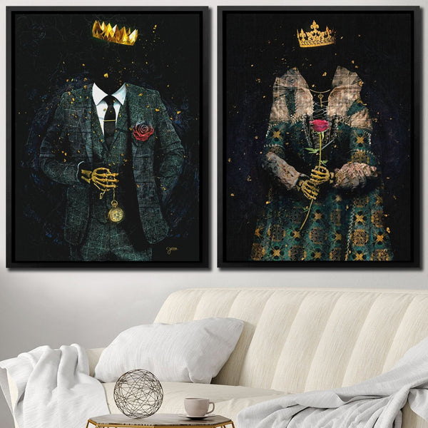 Skeleton King and Queen in a room