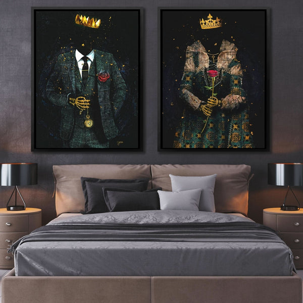 Skeleton King and Queen in a room
