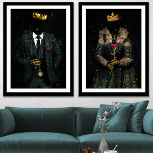 Skeleton King and Queen Semi-Gloss Prints - Luxury Wall Art