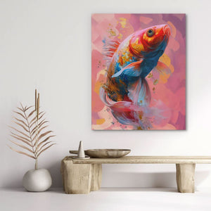 Sparkling Goldfish - Pink Wall Art for Bathroom