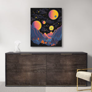 Starry Orange Moons - Luxury Wall Art