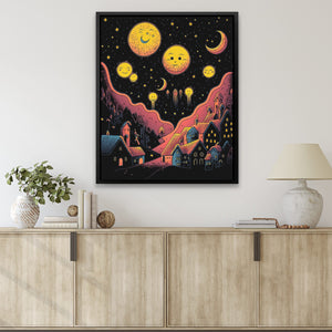 Starry Red Moons - Luxury Wall Art