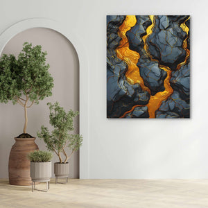 Streaming Gold - Modern Gold Canvas Wall Art