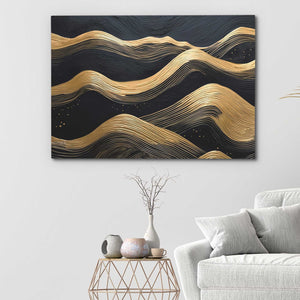 Streams of Gold - Abstract Wall Art in Black Frame