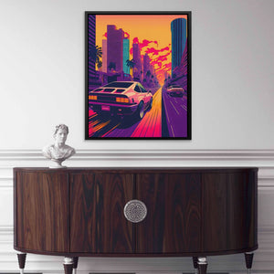 Sunset Car Chase - Luxury Wall Art