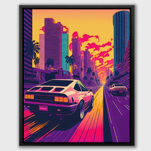Sunset Car Chase - Luxury Wall Art