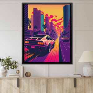 Sunset Car Chase - Luxury Wall Art