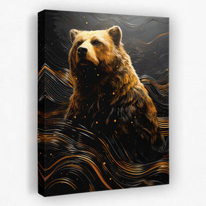 Swirling Bear - Wall Art in Black Frame