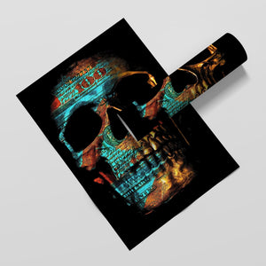 Teal Skull Semi-gloss Print - Luxury Wall Art