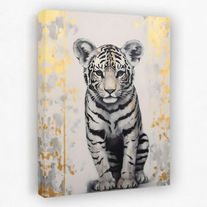 Tiger Cub's Prowl - Albino Canvas Wall Art