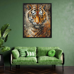 Tiger's Embrace - Orange Jungle Canvas Print