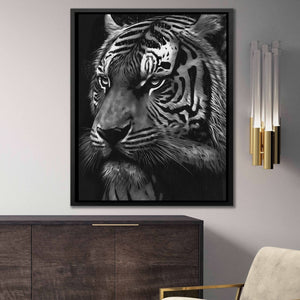 Tiger's Prey - Minimalist Wall Art in Black Frame