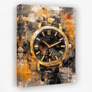 Time Forgotten - Black Gold and White Canvas Wall Art