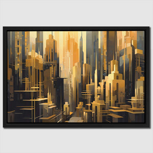 Towers of Gold - Black Canvas Wall Art