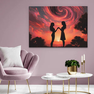 Tranquil Pink Sky - Pink Horizontal Canvas Print