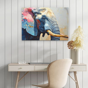 Tusked Elegance - Blue Canvas Wall Art