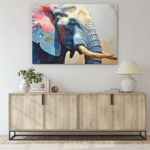 Tusked Elegance - Blue Animals Canvas Print