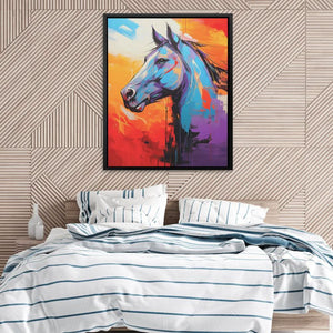 Vibrant Stallion - Abstract Wall Art in Black Frame