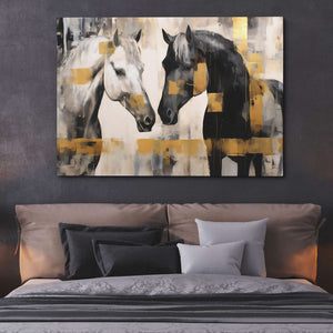 White and Black Horses - Luxury Wall Art