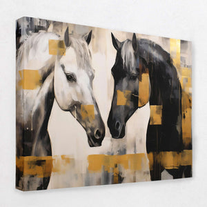 White and Black Horses - Luxury Wall Art