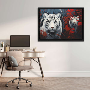 White Tiger Cubs - Red Animals Canvas Print