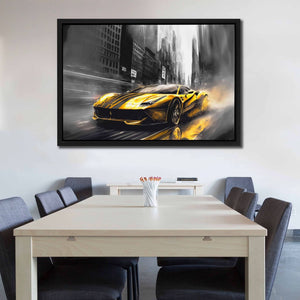 Yellow Sports Car - Large Canvas Print