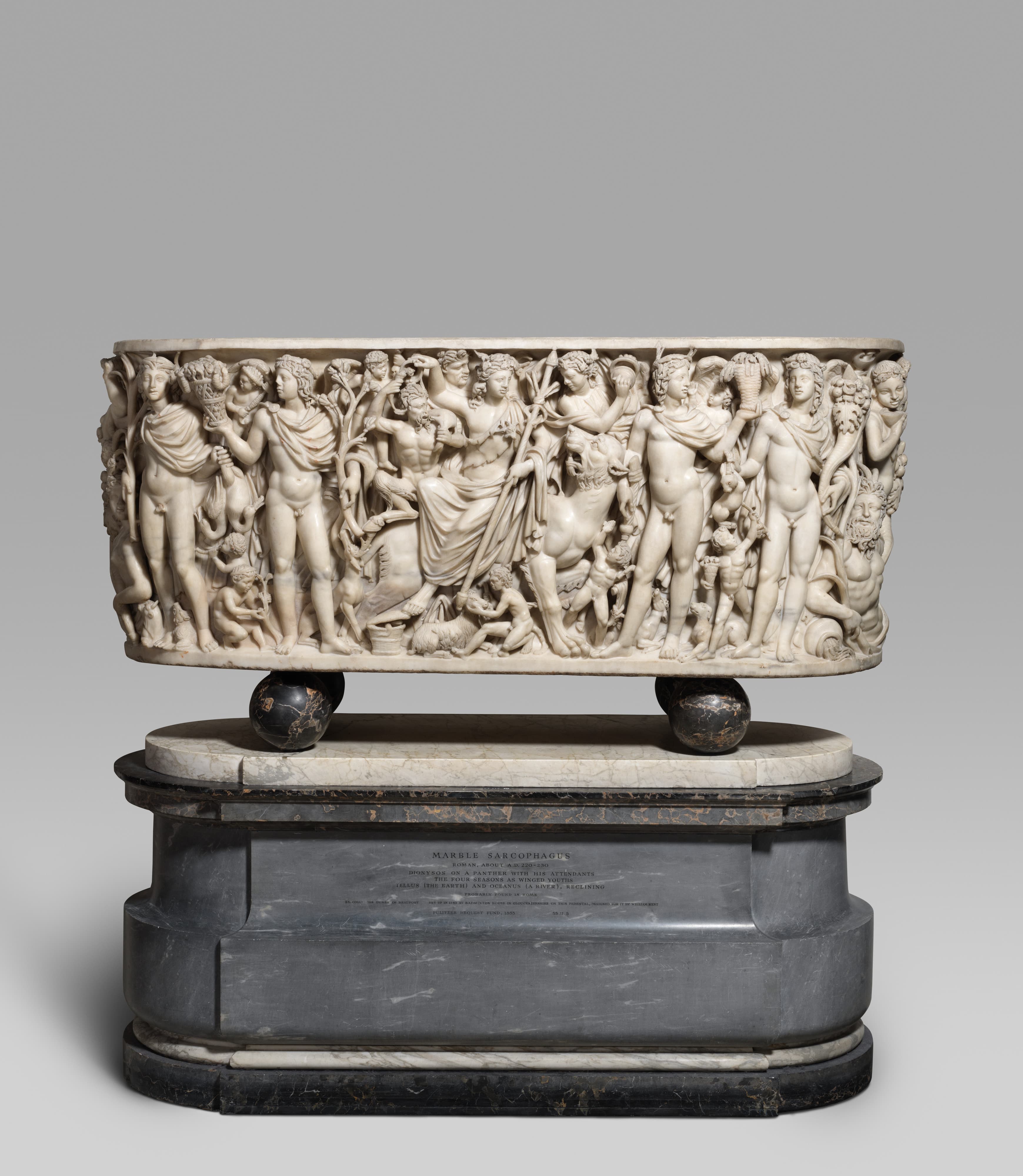 Marble sarcophagus with the Triumph of Dionysos and the Seasons by Ancient Roman (Unknown)
